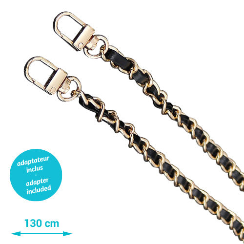 Chaînes-bijoux– Collection Gold & Chain : chaînes en cuir tressé et métal doré pour téléphone, élégantes et résistantes.