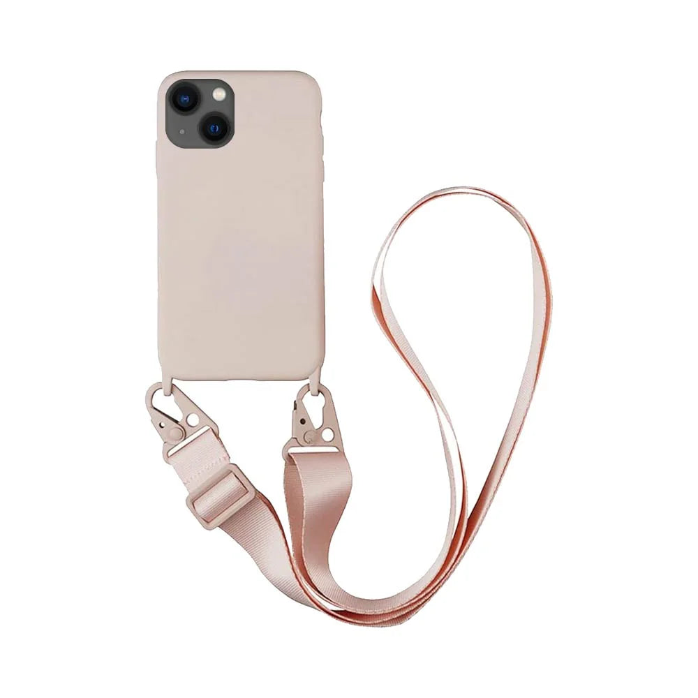 Coque Silicone avec Bandoulière pour Apple iPhone 15 / Plus / Pro / Pro Max