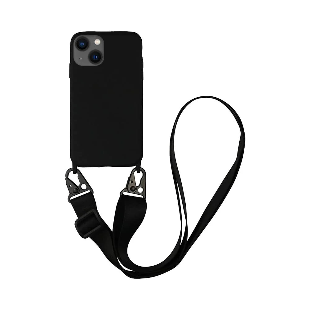 Coque Silicone avec Bandoulière pour Apple iPhone 15 / Plus / Pro / Pro Max