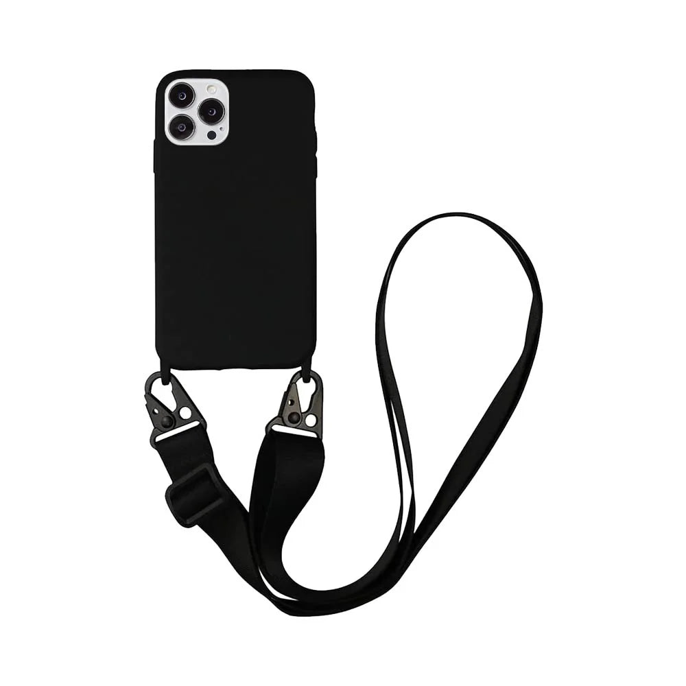 Coque Silicone avec Bandoulière pour Apple iPhone 15 / Plus / Pro / Pro Max