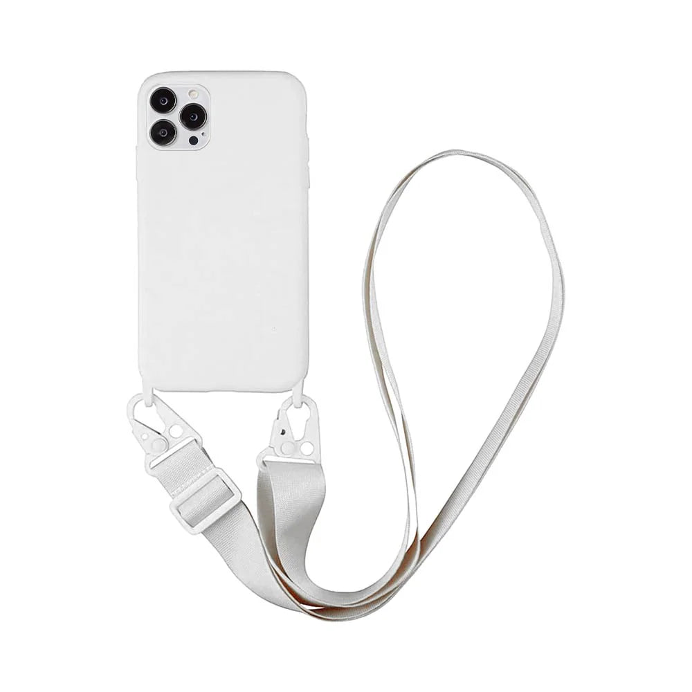 Coque Silicone avec Bandoulière pour Apple iPhone 15 / Plus / Pro / Pro Max
