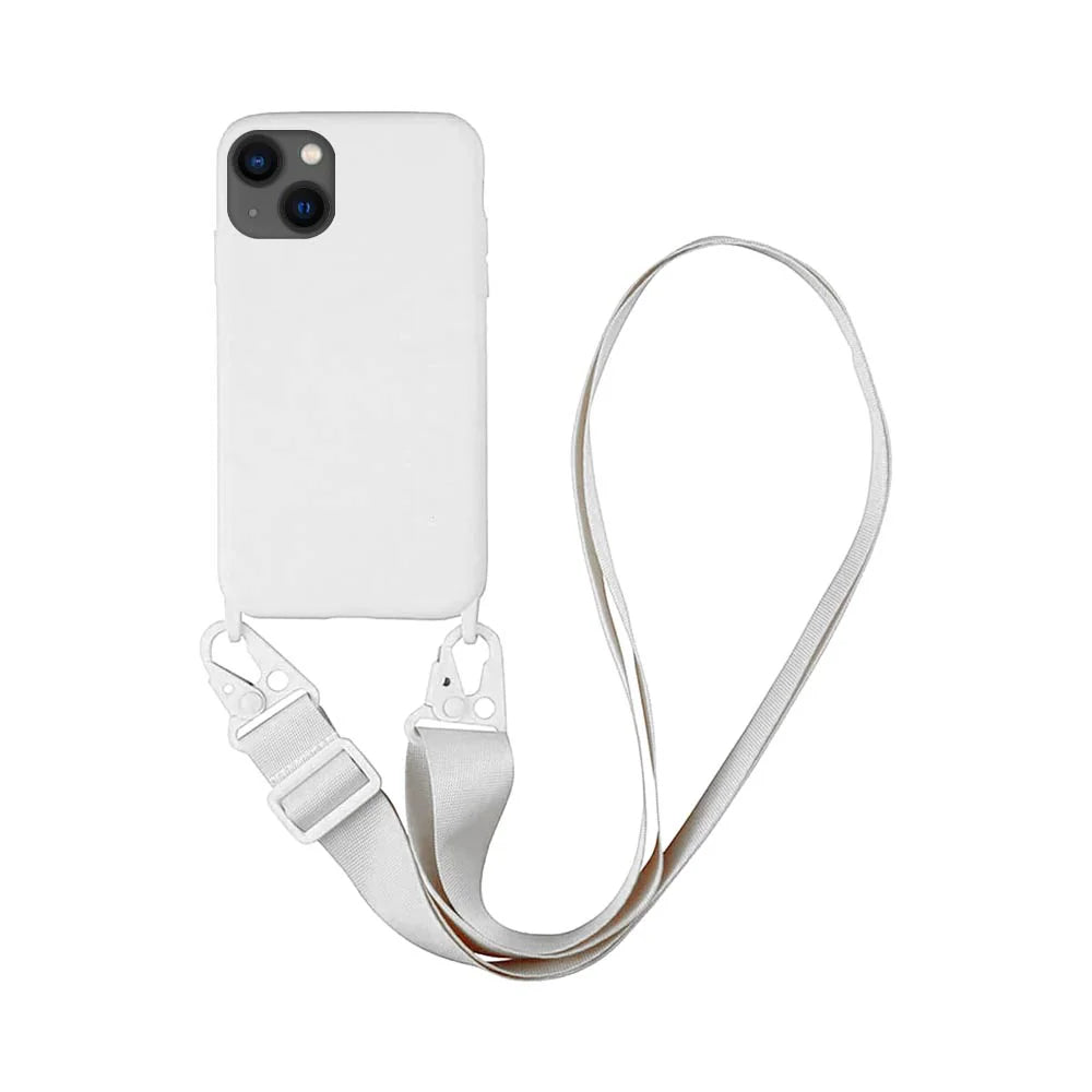 Coque Silicone avec Bandoulière pour Apple iPhone 15 / Plus / Pro / Pro Max