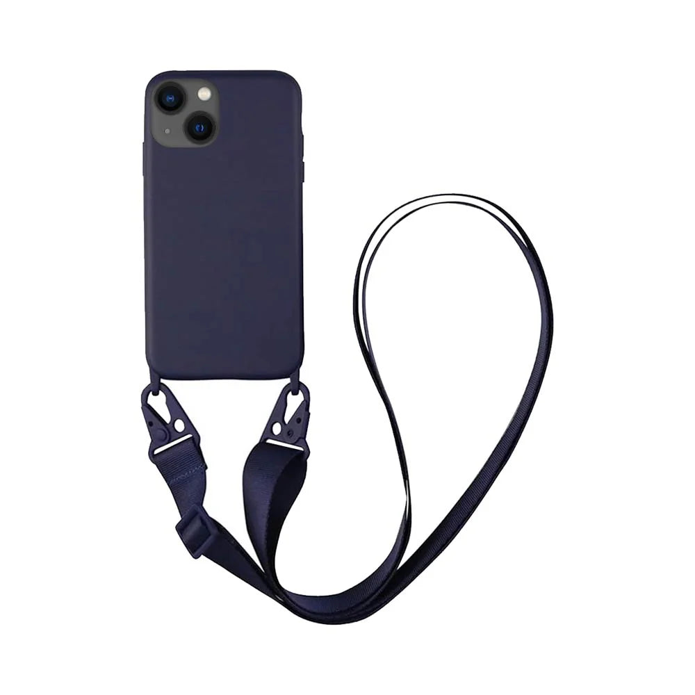 Coque Silicone avec Bandoulière pour Apple iPhone 15 / Plus / Pro / Pro Max