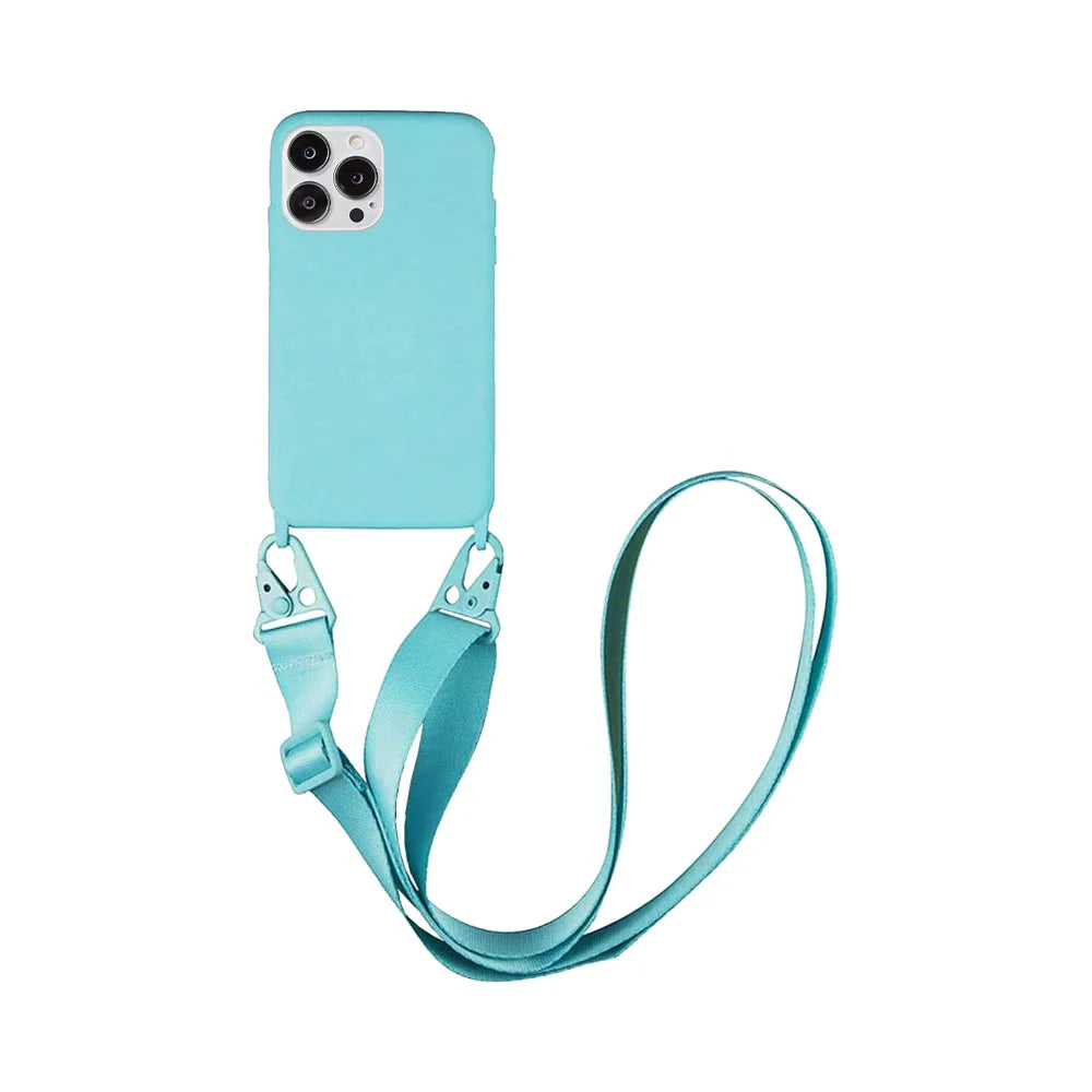 Coque Silicone avec Bandoulière pour Apple iPhone 15 / Plus / Pro / Pro Max