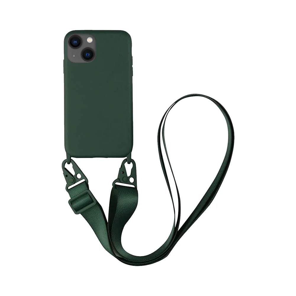 Coque Silicone avec Bandoulière pour Apple iPhone 15 / Plus / Pro / Pro Max