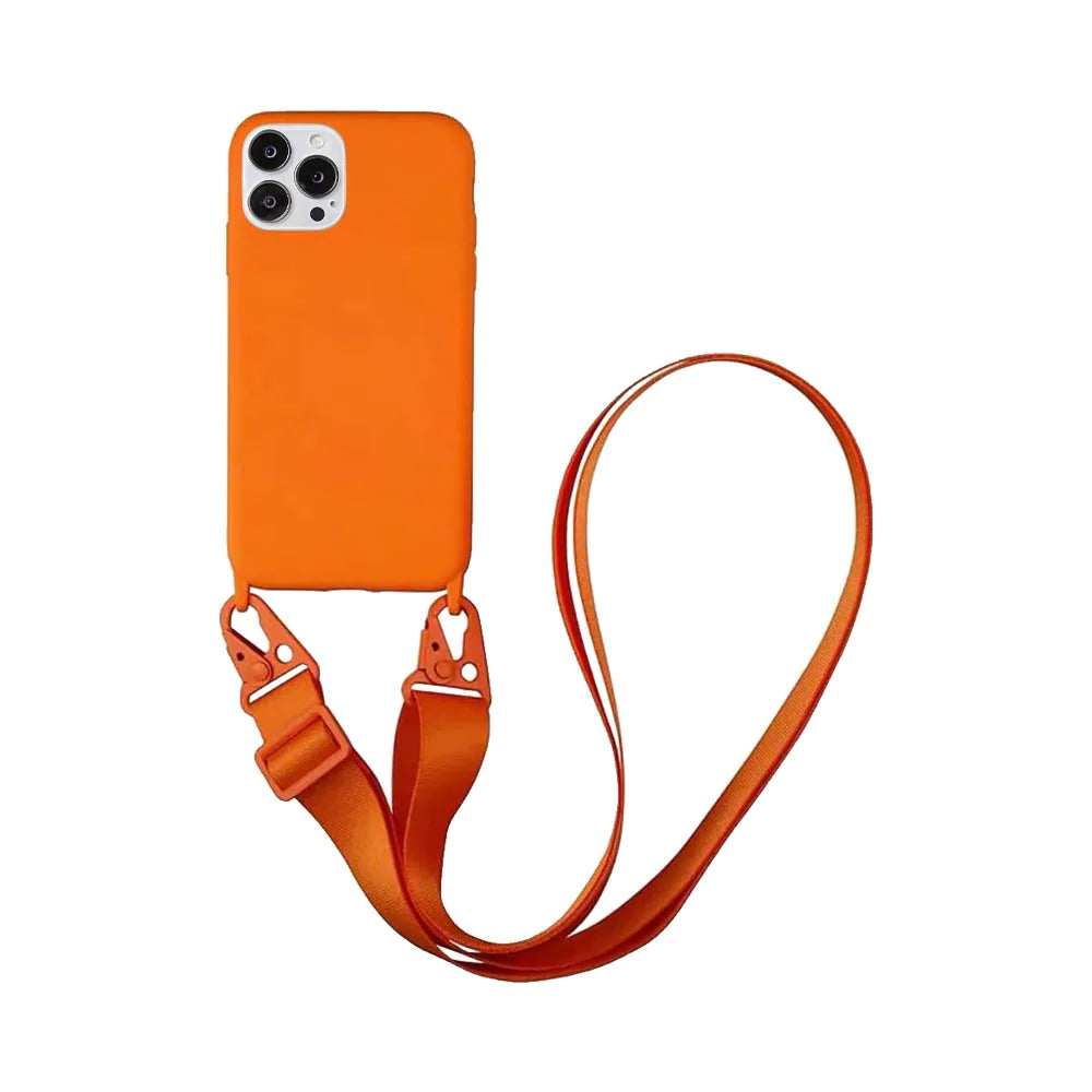 Coque Silicone avec Bandoulière pour Apple iPhone 15 / Plus / Pro / Pro Max