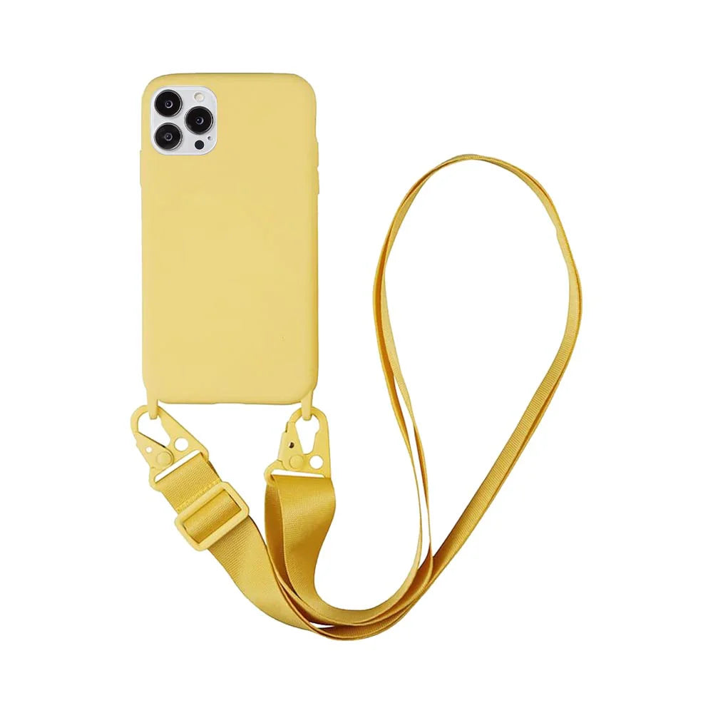 Coque Silicone avec Bandoulière pour Apple iPhone 15 / Plus / Pro / Pro Max