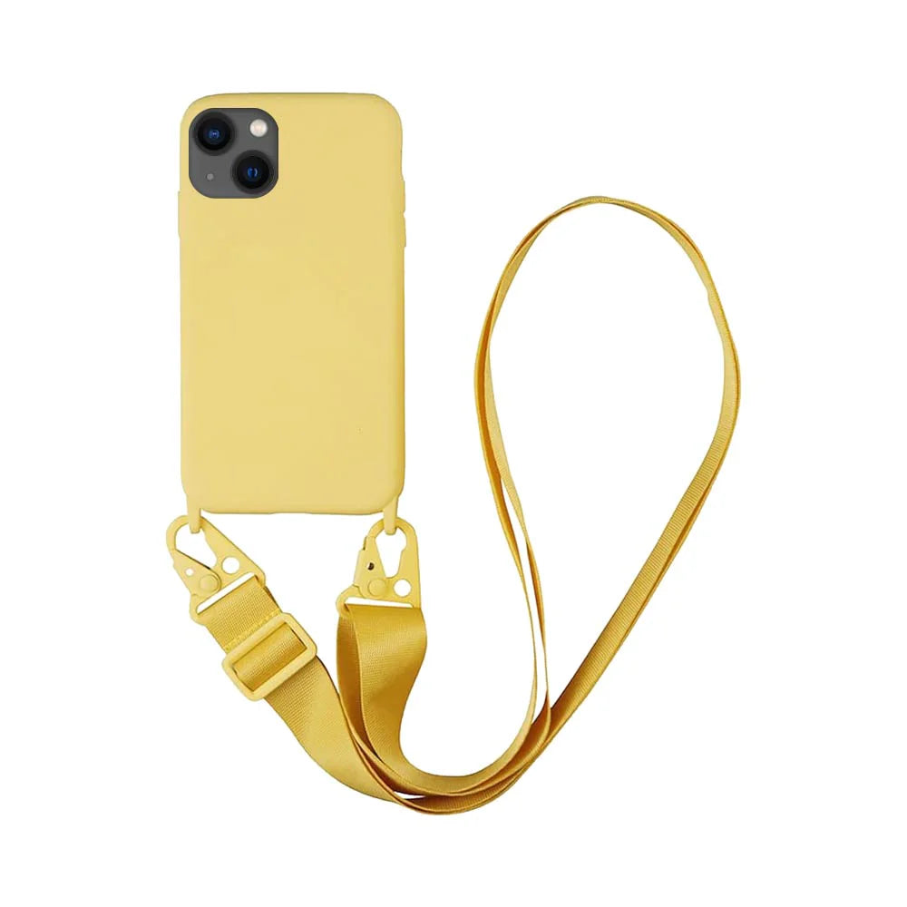 Coque Silicone avec Bandoulière pour Apple iPhone 15 / Plus / Pro / Pro Max