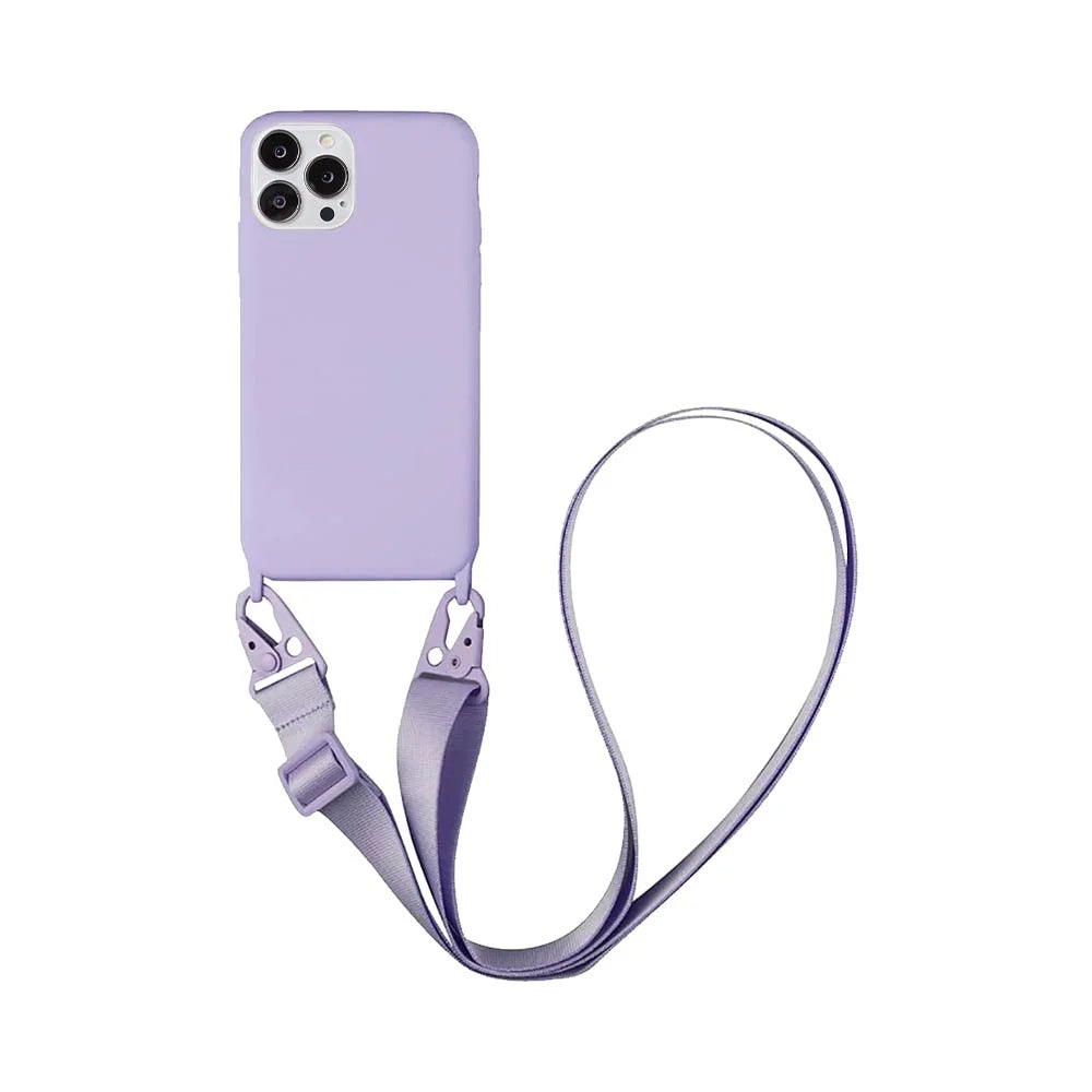 Coque Silicone avec Bandoulière pour Apple iPhone 15 / Plus / Pro / Pro Max