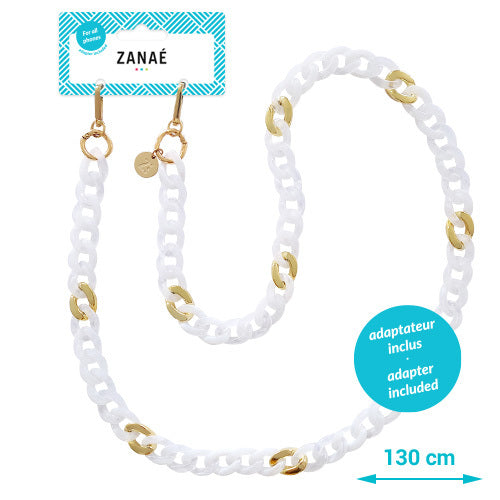 Les Chaînes d’Énergie – Bijoux & Téléphones | Collection Milky Way – Chaînes-bijoux élégantes en acrylique et acier doré