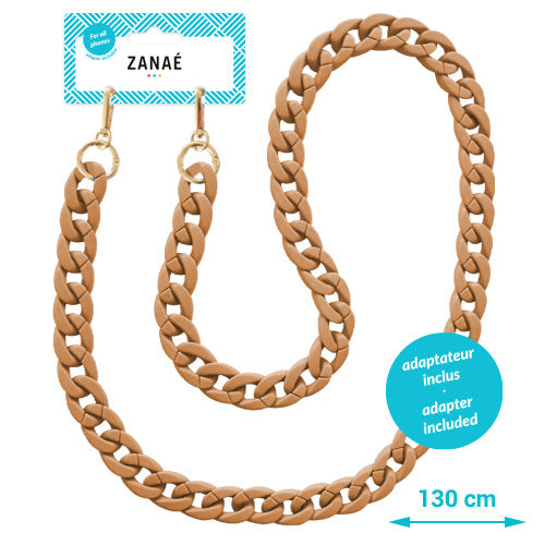 Chaînes-bijoux – Collection Fall & Mate : chaînes mates en acrylique et acier doré, disponibles en plusieurs couleurs automnales et longueurs.