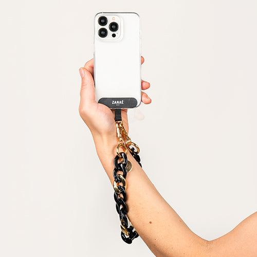 Les Chaînes d’Énergie – Bijoux & Téléphones | Collection Milky Way – Chaînes-bijoux élégantes en acrylique et acier doré