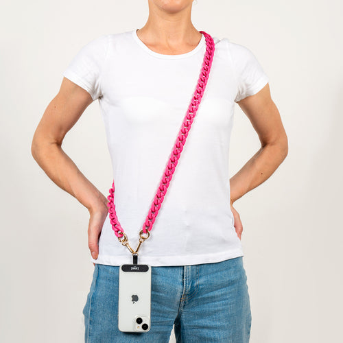 Chaînes-bijoux – Collection Fall & Mate : chaînes mates en acrylique et acier doré, disponibles en plusieurs couleurs automnales et longueurs.