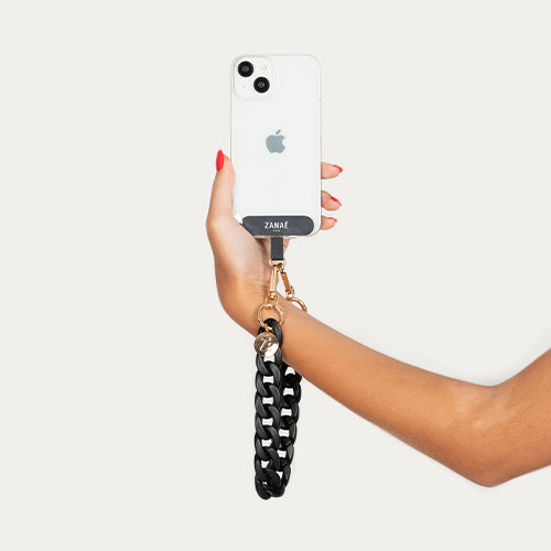 Chaînes-bijoux – Collection Fall & Mate : chaînes mates en acrylique et acier doré, disponibles en plusieurs couleurs automnales et longueurs.