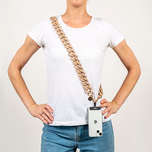 Les Chaînes d’Énergie – Bijoux & Téléphones | Collection INDIA SUMMER – Chaînes-bijoux élégantes en acrylique et acier doré