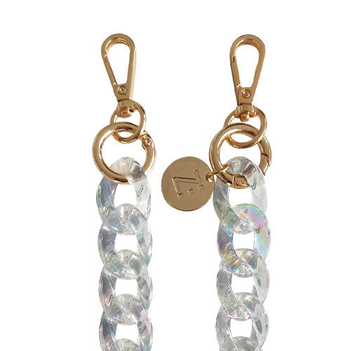 Chaînes-bijoux– Collection MERMAID’S SONG : accessoires scintillants en perles cristal et acier doré, inspirés des reflets marins et de l’univers des sirènes