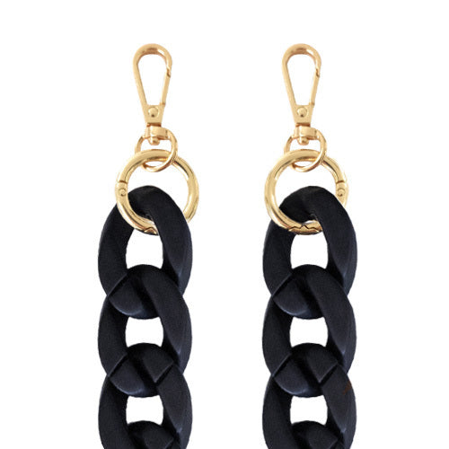 Chaînes-bijoux – Collection Fall & Mate : chaînes mates en acrylique et acier doré, disponibles en plusieurs couleurs automnales et longueurs.