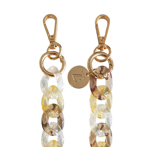 Chaînes-bijoux– Collection MERMAID’S SONG : accessoires scintillants en perles cristal et acier doré, inspirés des reflets marins et de l’univers des sirènes