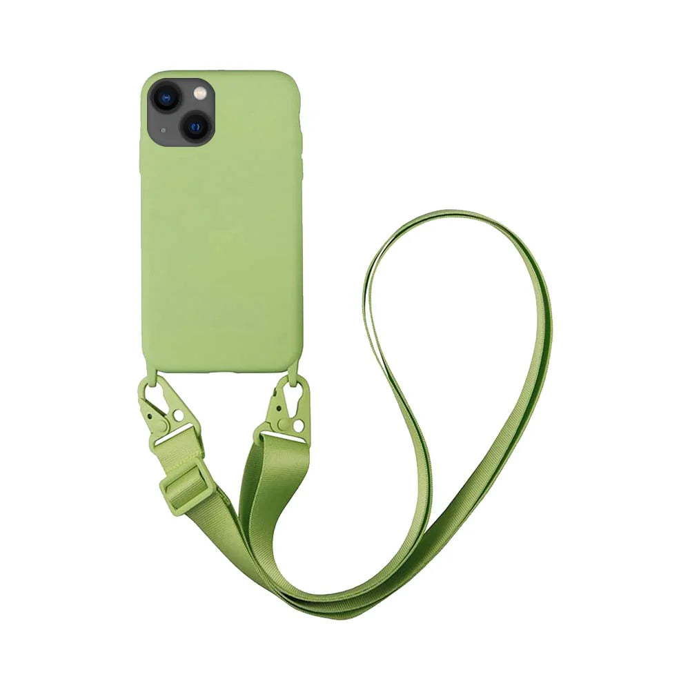 Coque Silicone avec Bandoulière pour Apple iPhone 15 / Plus / Pro / Pro Max