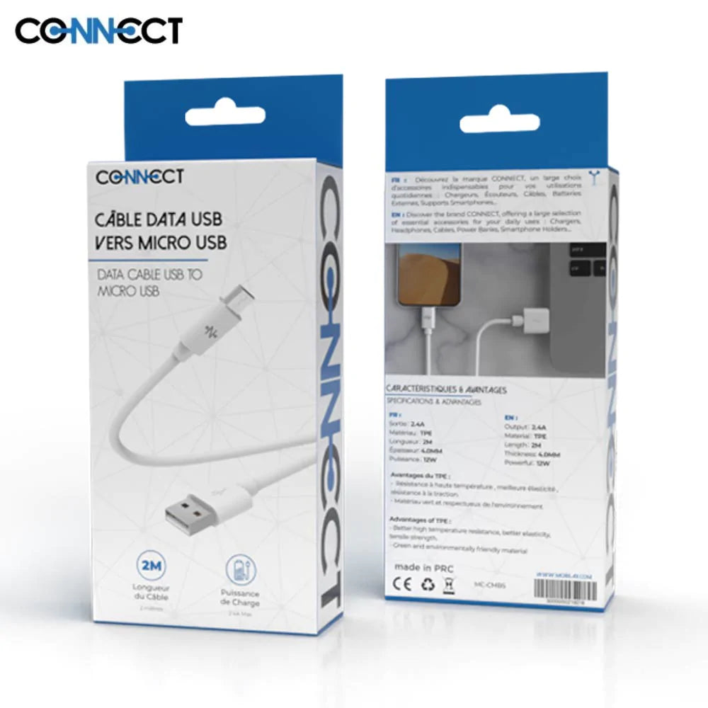 Câble Data USB vers Micro USB CONNECT MC-CMB1